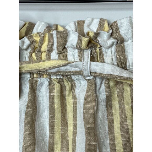 Mlle Gabrielle Plus 2X Cropped Pants Yellow White Striped High Rise Cotton - Picture 5 of 14
